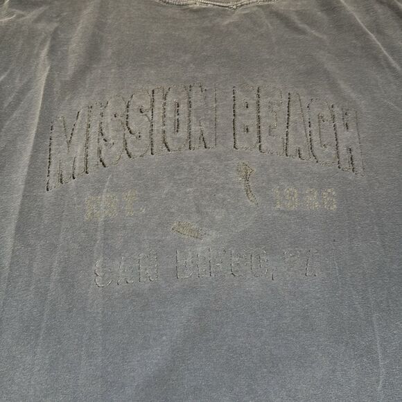 Vintage Faded Mission Beach San Diego Blue Tshirt Medium Cropped - Picture 2 of 7